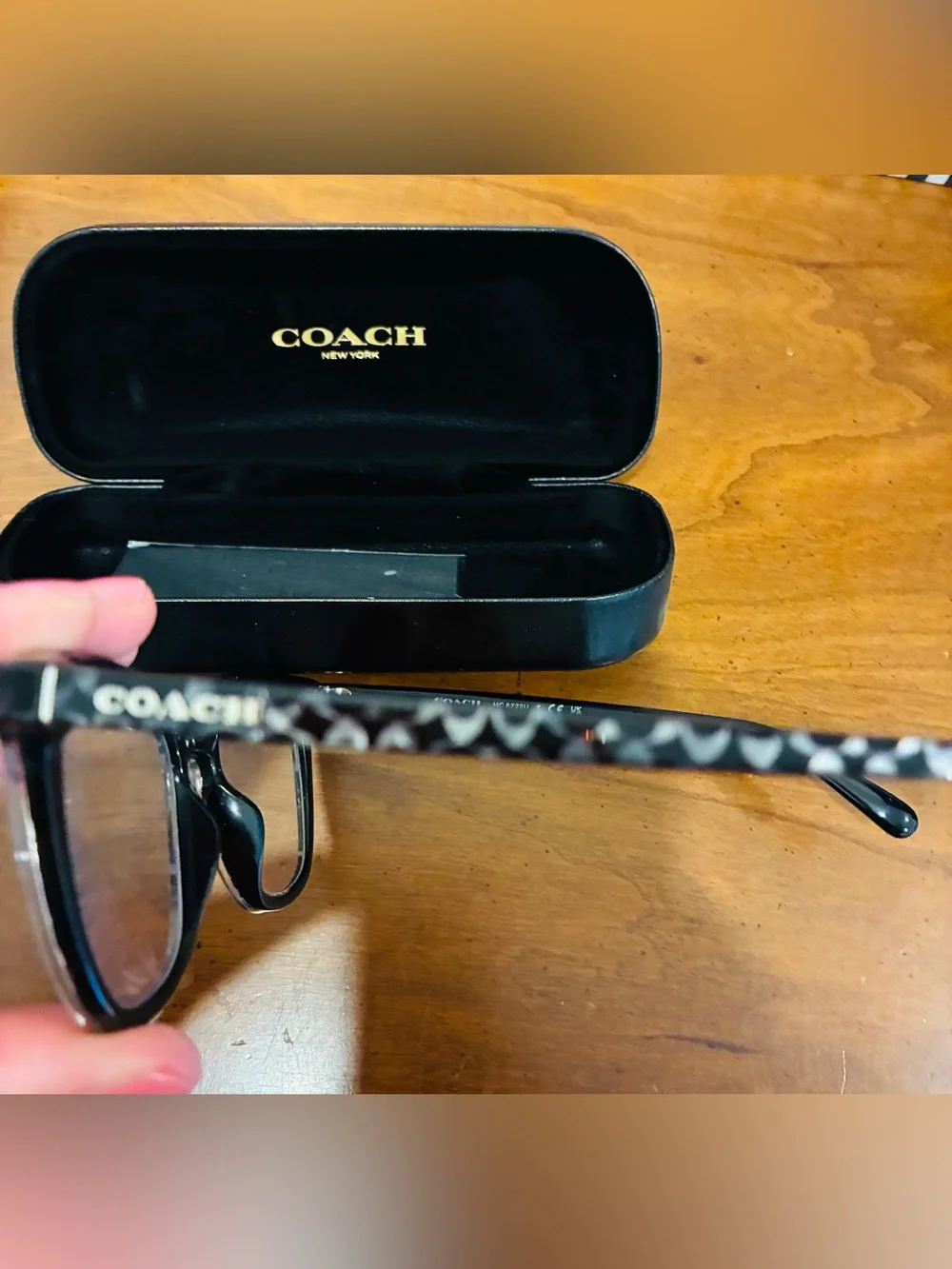 COACH black  Grey Pearl Patterned Optical Glasses frames only  hard case